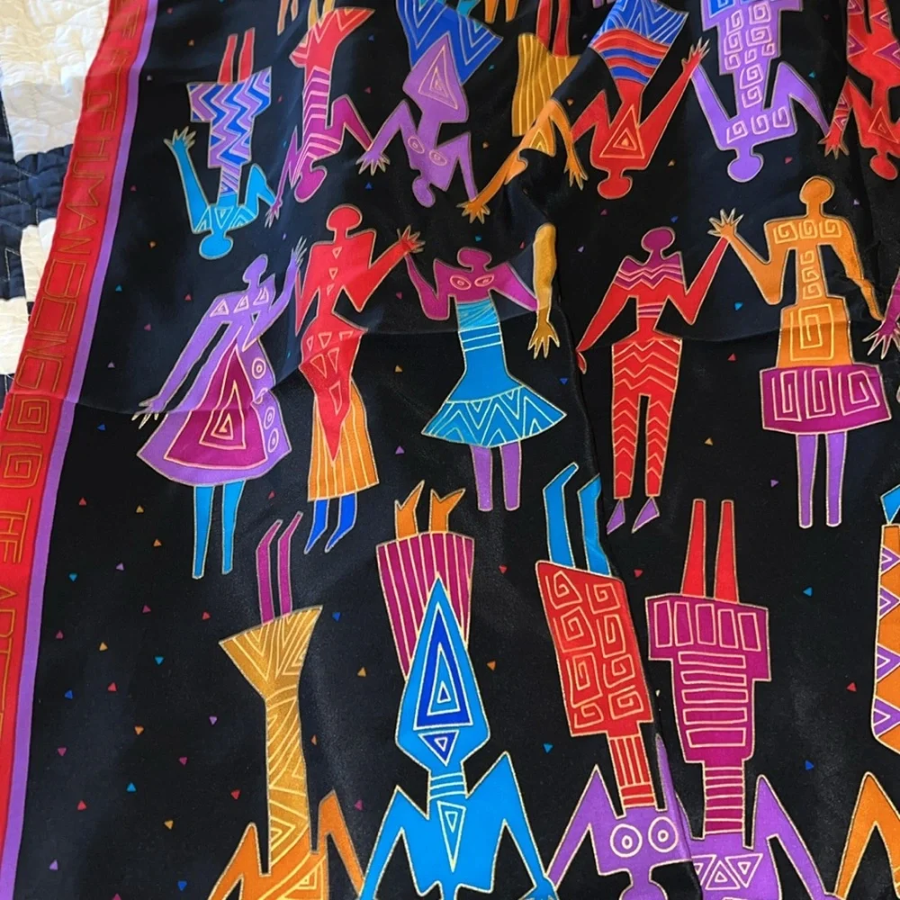 Laurel Burch silk Colorful Geometric Pattern Scarf 34” square